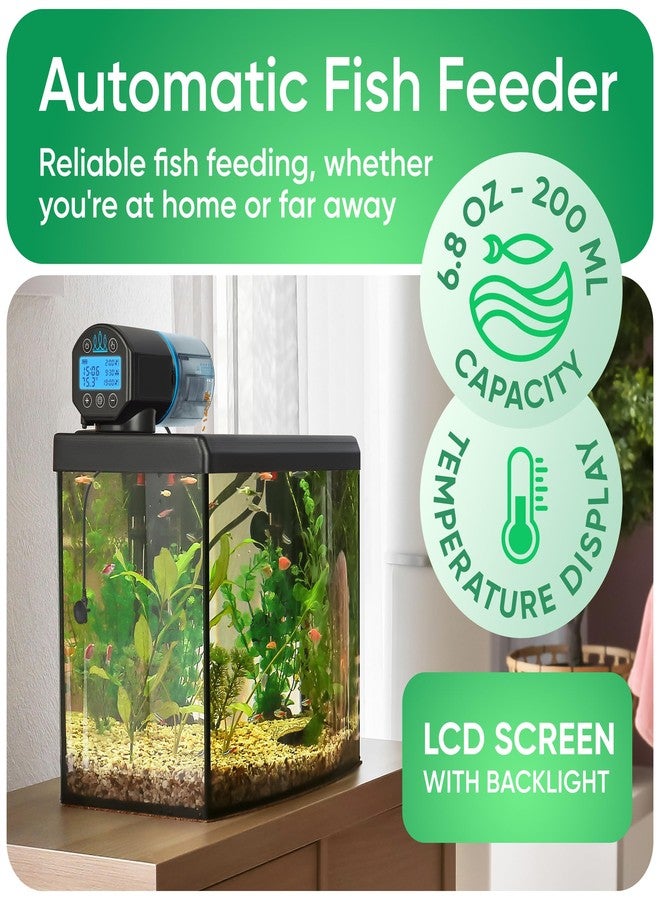 FISHNOSH Automatic Fish Feeder for Aquarium with Digital Thermometer - 2025 Auto Fish Food Dispenser Programmable, Vacation Feeder for Fish, Adjustable Portions, Auto Fish Feeder for Small & Big Tanks - Image 2
